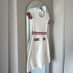Sandro Écru Knit Knee Length Dress
